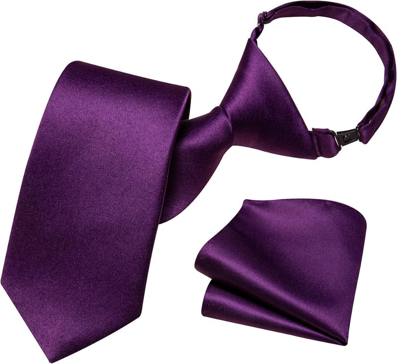 Barry.Wang Store Boys Ties Pre-Tied Satin Solid Color Kids Tie Pocket Square Set Adjustable Formal Necktie Graduation School - Image 2